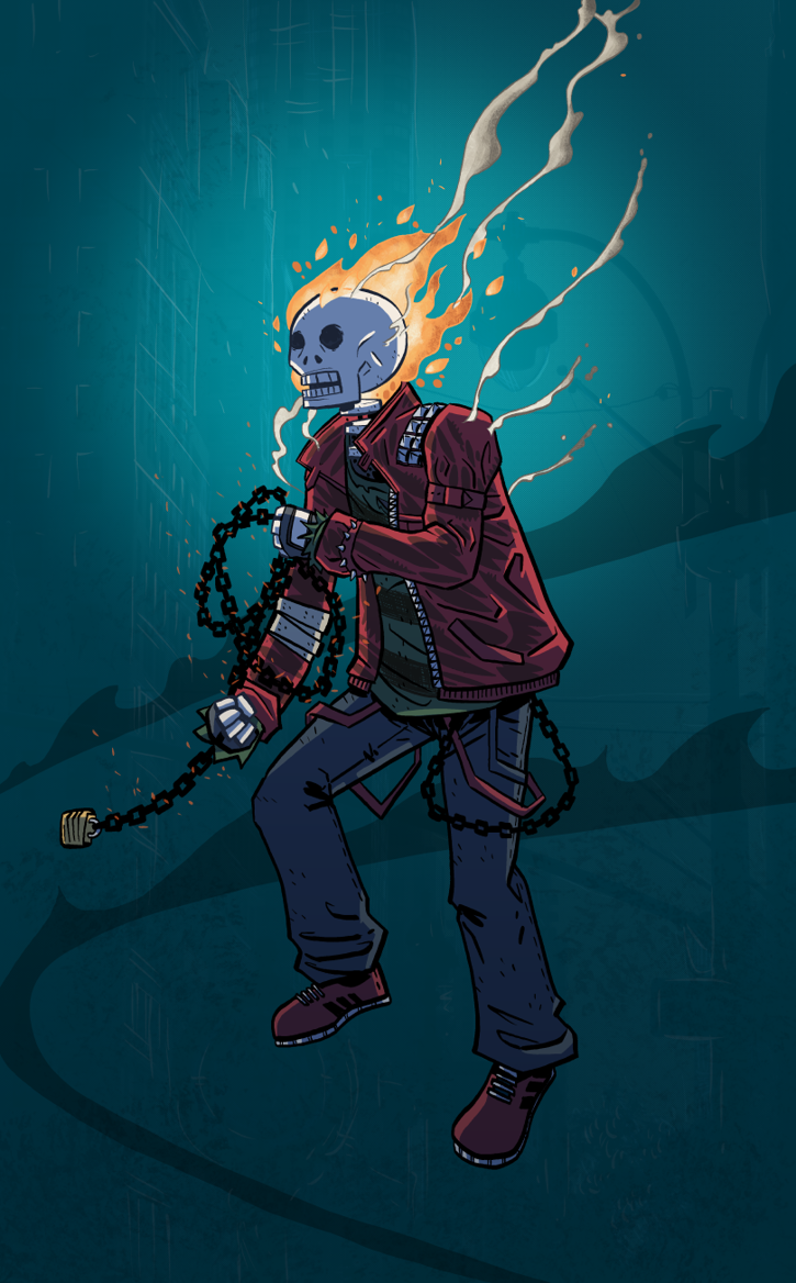 Character design for 80's style Ghost Rider.